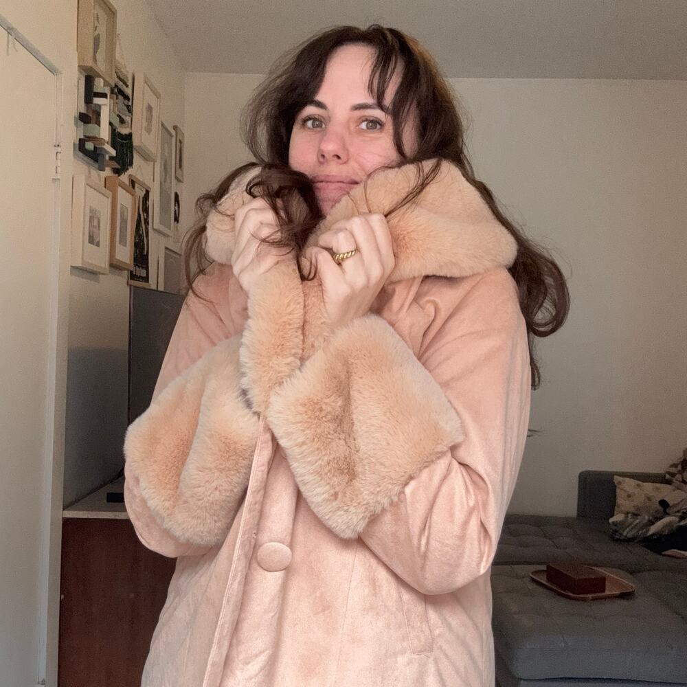 Penny Lane Faux Suede & Faux Fur Coat Boho Almost Famous 1970s Vibe — M - Picture 2 of 15